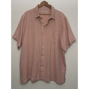 Tommy Bahama Geovanni Geo Havana 100% Silk Shirt XXL/TTG Coral Beige ShortSleeve